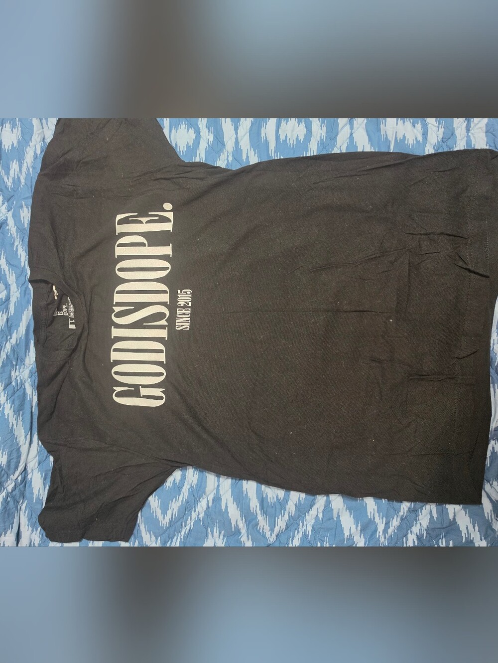 ® God Is Dope Black Graphic Tee - Logo Front Size Large Unisex
